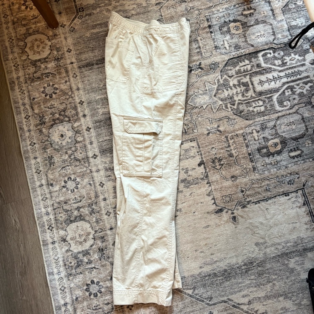 Abercrombie relaxed cargo Pants size 27 in cream tan - Picture 3 of 9